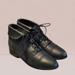 Women Vintage Leather Black Ankle Boots By Prima Royale Size 8